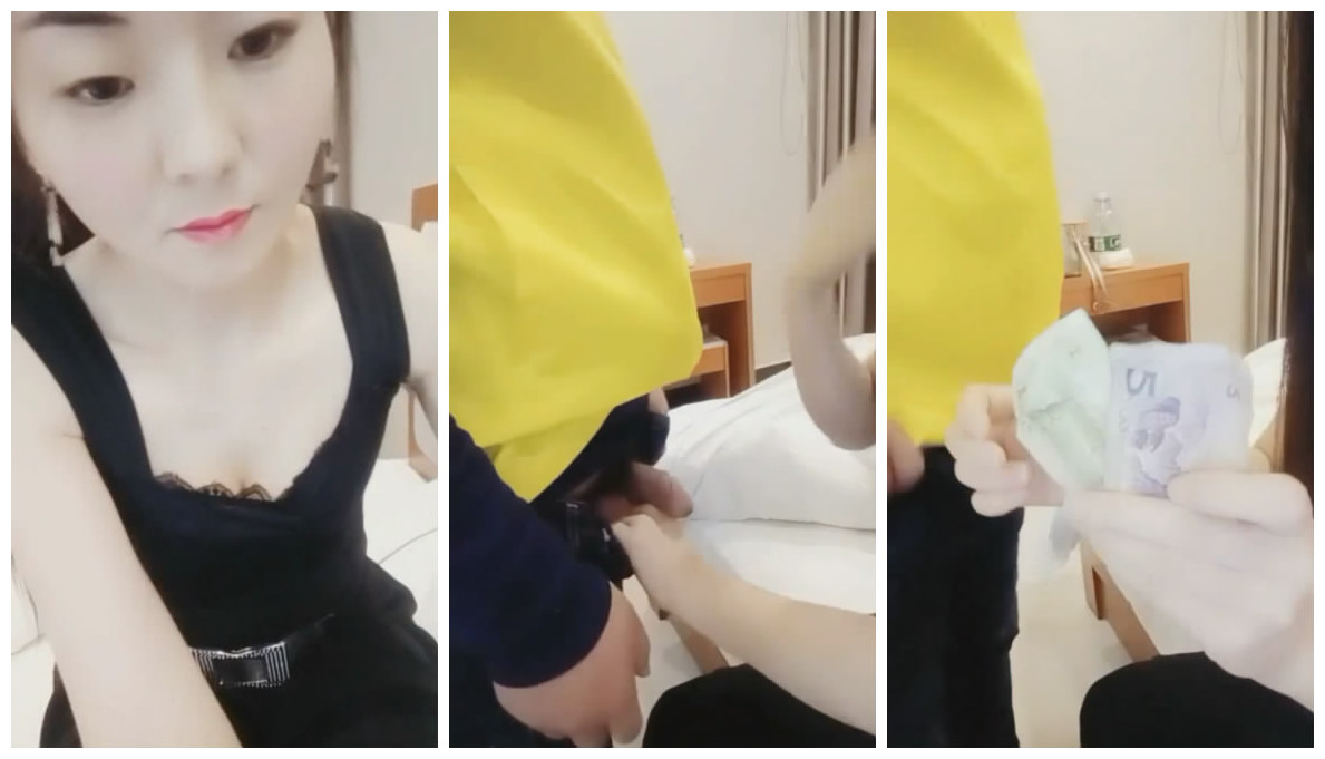 长得像香港演员万倚雯美少妇旅馆叫外卖勾搭害羞的美团外卖小哥啪啪对白有趣.封面图